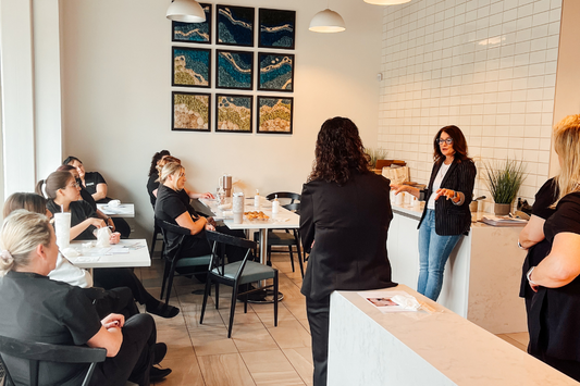 Lifetherapy Founder Lynette Lovelace Teaching the Kohler Spa Staff in Burr Ridge Illinois
