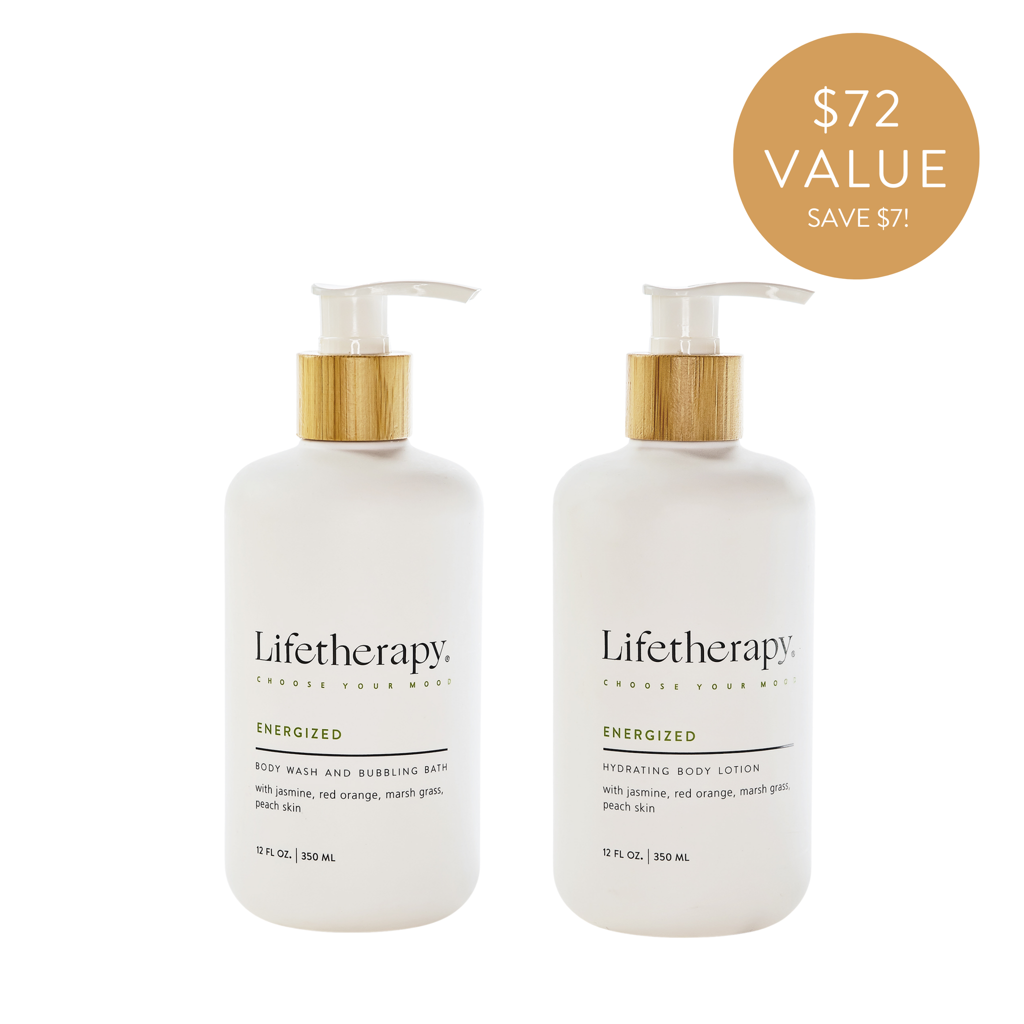 Full size Body wash & Bubble bath and Hydrating body lotion duo.