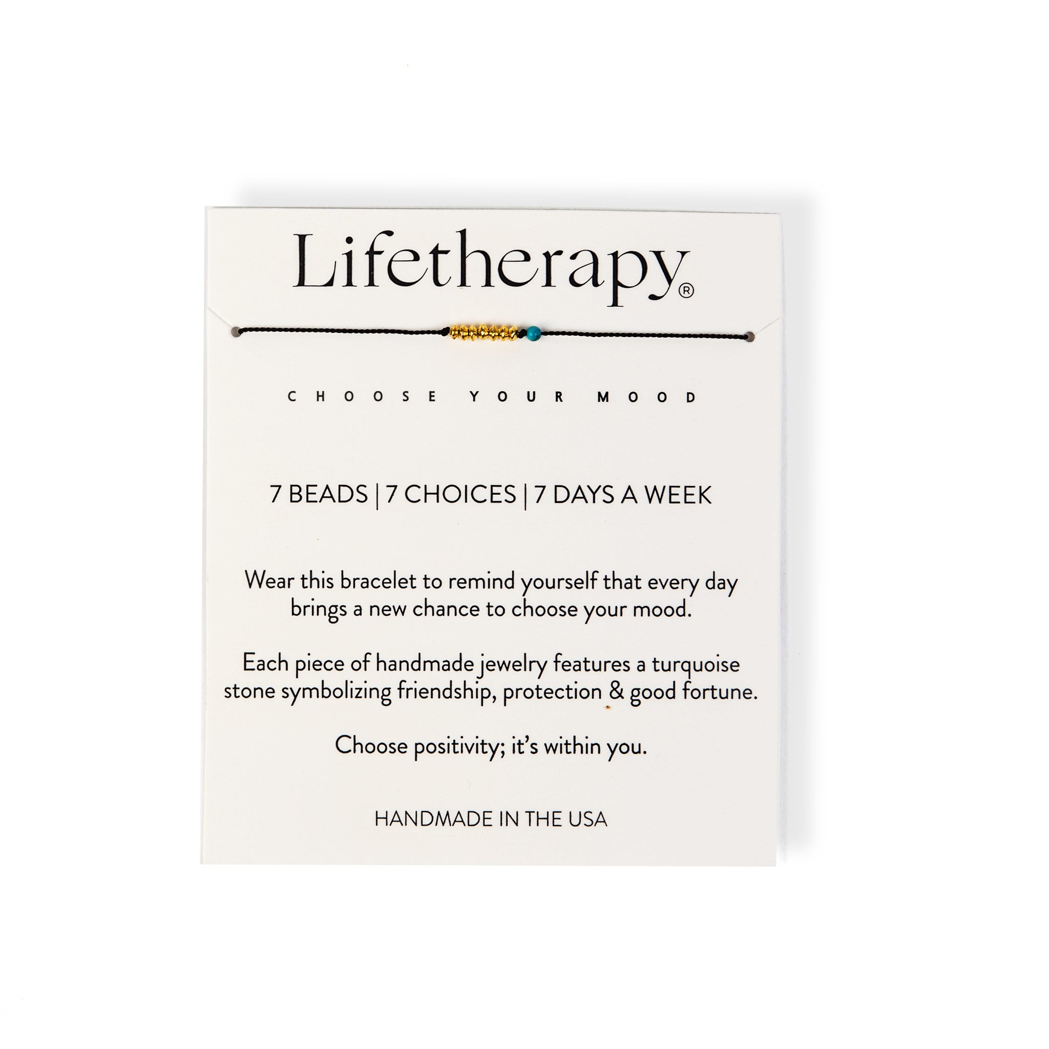 Black and gold vermeil beaded 7 reminder bracelets | Choose your mood by Lifetherapy 