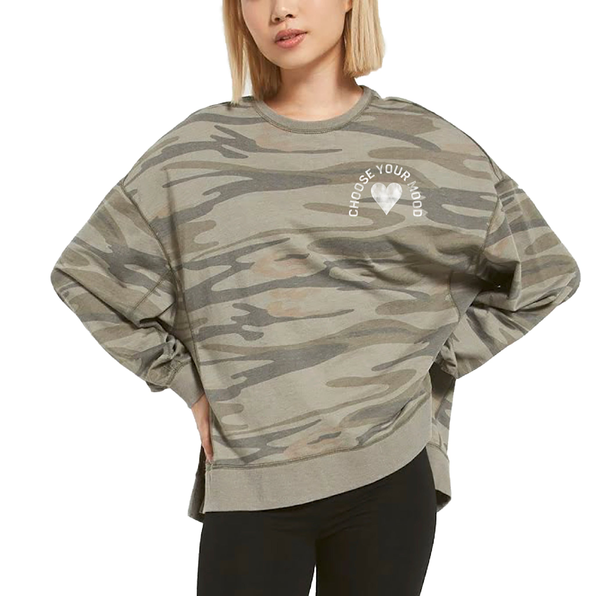 Choose Your Mood Camo Heart French Terry Sweatshirt